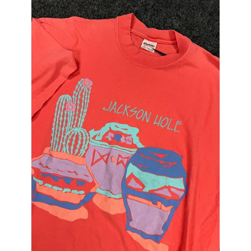 VTG 90s Jackson Hole Wyoming Souvenir T Shirt XL Stedman USA Desert Cactus